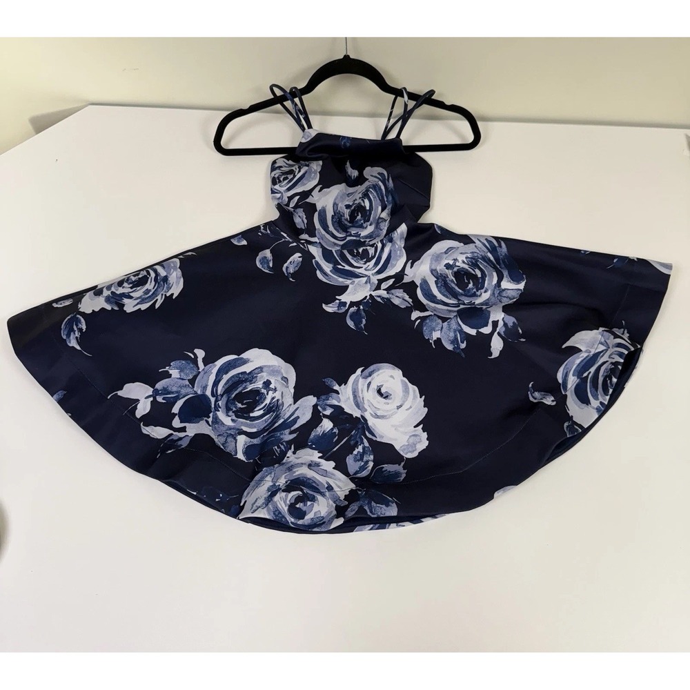 Trac Fit & Flare Navy Floral Party Formal Dress JUNIORS SIZE XS Size 2 Dance